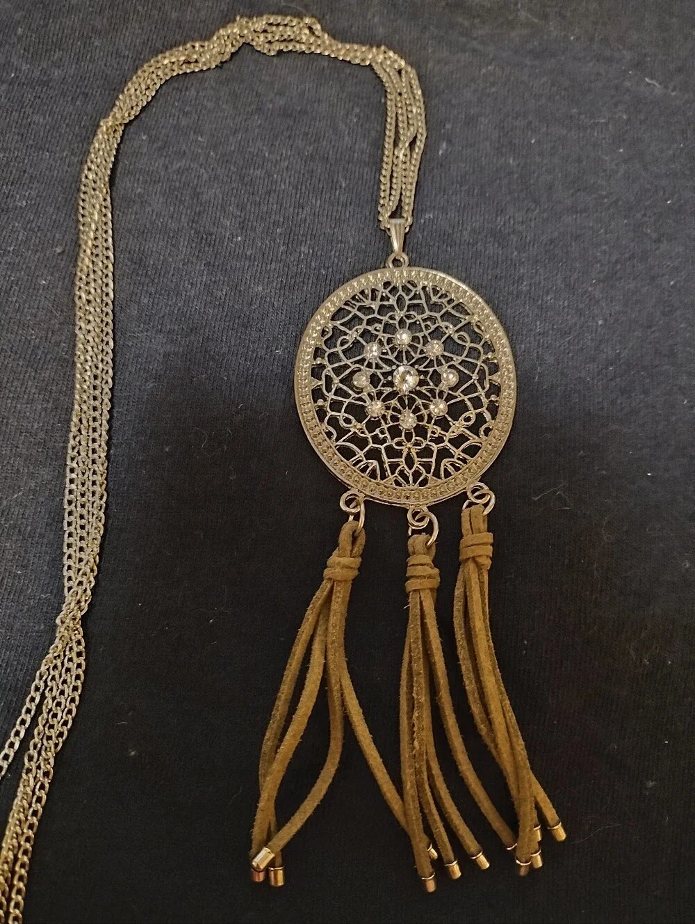 Set Of 4 Silver Tone Round Pendant Necklaces